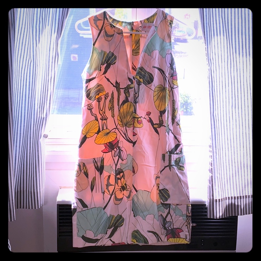 Pink floral shift dress